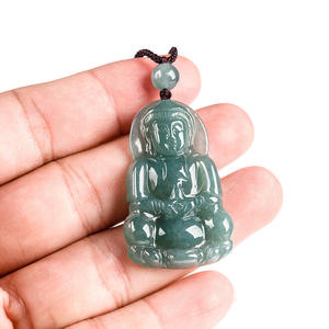 หยกธรรมชาติพระอวโลกิเตศวรา หยกพระอวโลกิเตศวรา จี้หยกน้ำเงิน หยกชนิดน้ำเงิน สไตล์จีน UNISEX GY15 - Product Image 4