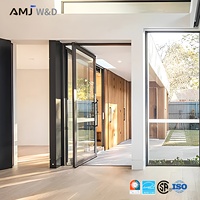 Porte d'entrée pivotante extérieure sur mesure en verre, porte pivotante en aluminium surdimensionnée, aluminium moderne, fabrication chinoise