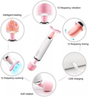 Medizinisches Silikon Wiederaufladbarer Großer Zauberstab-Vibrator mit Heizfunktion AV Vibrierender Massagestab mit Klitoris-Brust-Nippel-Sauger
