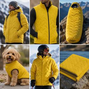 <span class=keywords><strong>Tessuto</strong></span> <span class=keywords><strong>trapuntato</strong></span> in pongee Custom300T, motivo a chevron giallo brillante di tendenza, materiale imbottito in seta e cotone per giacche e gilet. - Product Image 5