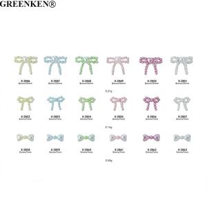 10 pièces/sac nouveaux accessoires pour ongles coréens japonais Macarons multicolores arc breloques pour ongles avec perle douce strass pour ongles - Product Image 5