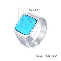 Bague Signet Carrée Unique en Acier Inoxydable avec Incrustations Lapis Lazuli, Œil de Tigre, Turquoise et Onyx Noir – Style Vintage Biker pour Homme