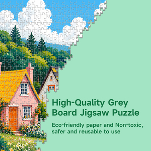 Puzzle Personalizzato con Scenari di Villaggi, 1000 Pezzi, Cottage in Campagna, Stampa HD su Cartone Grigio, Fustellatura, Laminazione Opaca, Confezione Regalo, OEM - Product Image 5