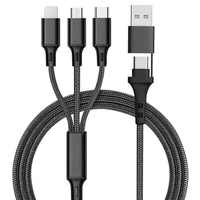 Focuses Cable de carga USB múltiple 3A 4 en 1 Conector de cable de cargador rápido con adaptador de Puerto Micro USB tipo C de teléfono