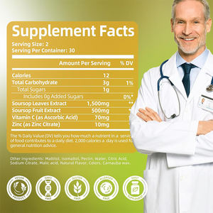 Precio de fábrica Soursop Graviola Gummies Soporte digestivo Gummy Graviola Leaf Extract Soursop Graviola Antioxidante Gummy - Product Image 2