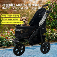Poussette pliable tout-terrain à 3 roues JXB PG8350 pour animaux de compagnie, chien, chat, pour le jogging