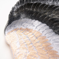 Grands patchs en tissu rayonne et polyester brodés de sequins or et argent en forme d'ailes d'ange pour la décoration de vêtements et d'extérieur