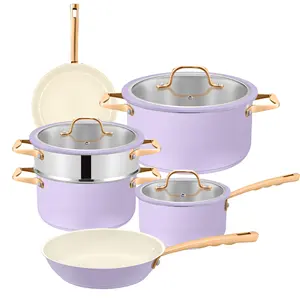 Không dính Cookware Set nhà bếp kim loại OEM sinh thái chất liệu nấu ăn chậu và Chảo thép không gỉ đồ nấu nướng