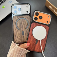 Coque de protection minimaliste en grain de bois magnétique antichute et antichoc résistante aux rayures pour iPhone 17 Pro Max et 17 Air
