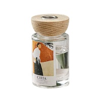 Parfum rond en verre avec couvercle en bois, Art de la littérature, désodorisant, flacon diffuseur d'aromathérapie