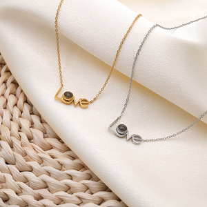 Love Letter Pendant Necklace Gold Silver Color Minimalist Design For Women Fashion Jewelry - Product Image 1