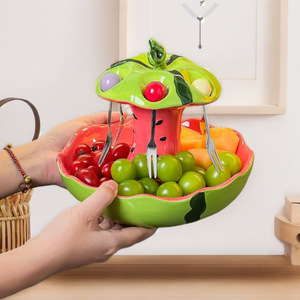 Set Multifunzionale di Forchette per Frutta <span class=keywords><strong>a</strong></span> Forma di Anguria in Acciaio Inox, Decorazioni per Dessert e Piccoli Ornamenti in Stile Fresco - Product Image 1