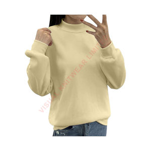 En vrac femmes coton pull sweat avec col rond pour tenue décontractée Logo personnalisé femmes polaire sweat pour les cadeaux d'entreprise - Product Image 1
