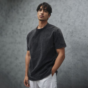 100% di cotone 260Gsm senza fili di base grande stile Vintage nero personalizzato con grafiche t-shirt uomo donna - Product Image 1