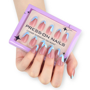 Venta al por mayor 30 unids/caja de uñas falsas artificiales cuadradas de almendra corta punta francesa suave uñas a presión para Salón de Arte de uñas para dedo - Product Image 3