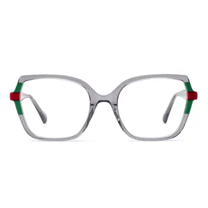 2024 nuevos superventas gafas ópticas de acetato de empalme de Marco grande gafas de alta calidad a juego de colores de moda