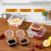 Contenants alimentaires jetables en plastique PP transparents avec couvercles, format 1oz, 2oz, 3oz, 4oz, 5oz, pour sauces carrées à emporter