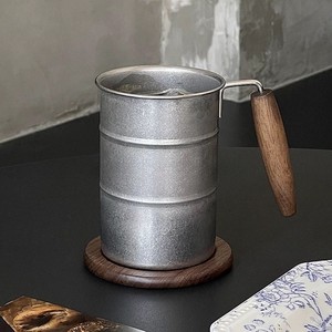 Tasse à eau rétro en acier inoxydable SUS 304 avec poignée en bois, <span class=keywords><strong>mug</strong></span> à café vintage en métal, tasse à boire portable pour le camping et le bar - Product Image 1