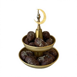 Bandeja de Metal de 2 Niveles para Servir Dátiles Islámicos, Forma Redonda, Tamaño Personalizado, Bandeja para Ramadán, Directo del Fabricante en India - Product Image 1