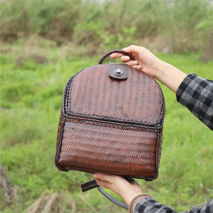 Bamboo Woven Backpack Handmade Retro Style Women's Bag Zhejiang Origin First Class Quality - Product Image 2