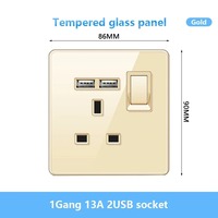 Prise murale universelle 5 broches avec interrupteur et voyant néon, en verre trempé de haute qualité, norme britannique 13A