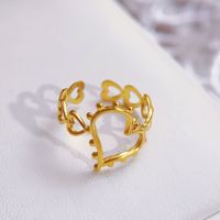 Mode Acier Inoxydable Non-fading Coeur Anneau En Forme De Coeur Ouvert Bijoux Anneau pour Femmes