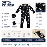 Combinaisons à manches longues personnalisées pour bébés, avec fermeture éclair, imprimées, pour nouveau-nés, vêtements pour bébés, fermeture éclair bidirectionnelle