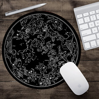 Tapis de souris MQ Zodiac Compass, tapis de bureau esthétique, tapis de souris en caoutchouc naturel pour le bureau et les jeux, tapis de souris rond pour ordinateur portable, accessoires de bureau