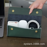 Sac organisateur de câbles en similicuir, pochette de rangement portable pour écouteurs, câbles USB et petits appareils électroniques