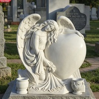 YOUFINE Statue d'ange pleureur grandeur nature en marbre blanc, sculptée à la main, pour cimetière et jardin commémoratif