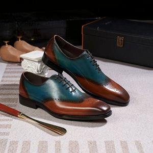 Zapatos de Hombre 2026 de Cuero Genuino con Punta Cerrada, Color Verde Marrón, Elegantes para Fiesta, Estilo Oxford, Sin Cordones, Ligeros para Otoño - Product Image 5