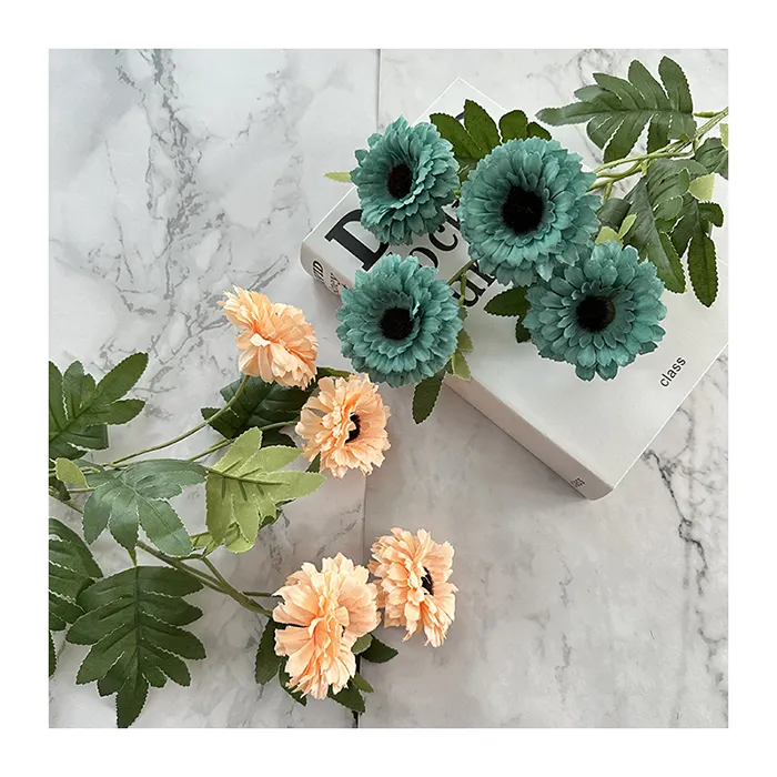 Fiore di margherita persiano artificiale di alta qualità finto crisantemo persiano a 4 teste fiori di seta fatti a mano decorazioni per la casa calde