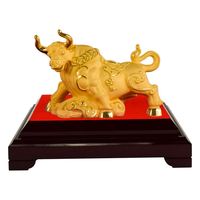 Nouvel an chinois personnalisé 2021 mascotte 24K or OX Statue métal artisanat taureau Figurine décor à la maison douze zodiaque chinois