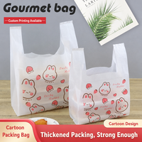 Sacs jetables en PE thermoscellables à soufflets latéraux pour T-shirts, scellés sur 3 côtés, pour boulangerie, pâtisserie, dessert, avec poignée, emballage alimentaire de qualité alimentaire