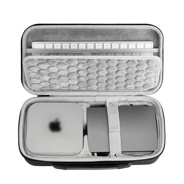Custom Hard Travel Carrying Case for Apple Mac Mini M4 2024 Desktop Computer and Magic Keyboard 2/3 Organizer Box