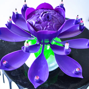 Classique créatif Lotus chantant joyeux <span class=keywords><strong>anniversaire</strong></span> musique <span class=keywords><strong>chanson</strong></span> Surprise Double fleur rotation <span class=keywords><strong>anniversaire</strong></span> musique bougie - Product Image 3