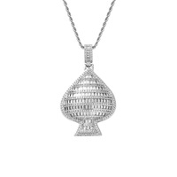 Collier Pendentif Cœur Noir Grand Format en Laiton Incrusté de Zircons Cubiques avec Chaîne Corde Plaqué PVD, Bijou Tendance pour Hommes et Femmes - Vente Flash