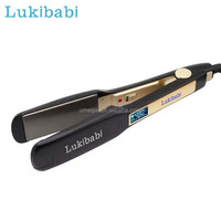 Lisseur de cheveux Lukibabi, marque privée, pour usage en salon, fer à lisser en céramique, affichage de la température LCD, vapeur, titane noir Nova