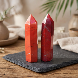 Vente en gros de tour de cristal de jaspe rouge naturel, obélisque, baguette, pierre précieuse, décoration pour la méditation Reiki - Product Image 2