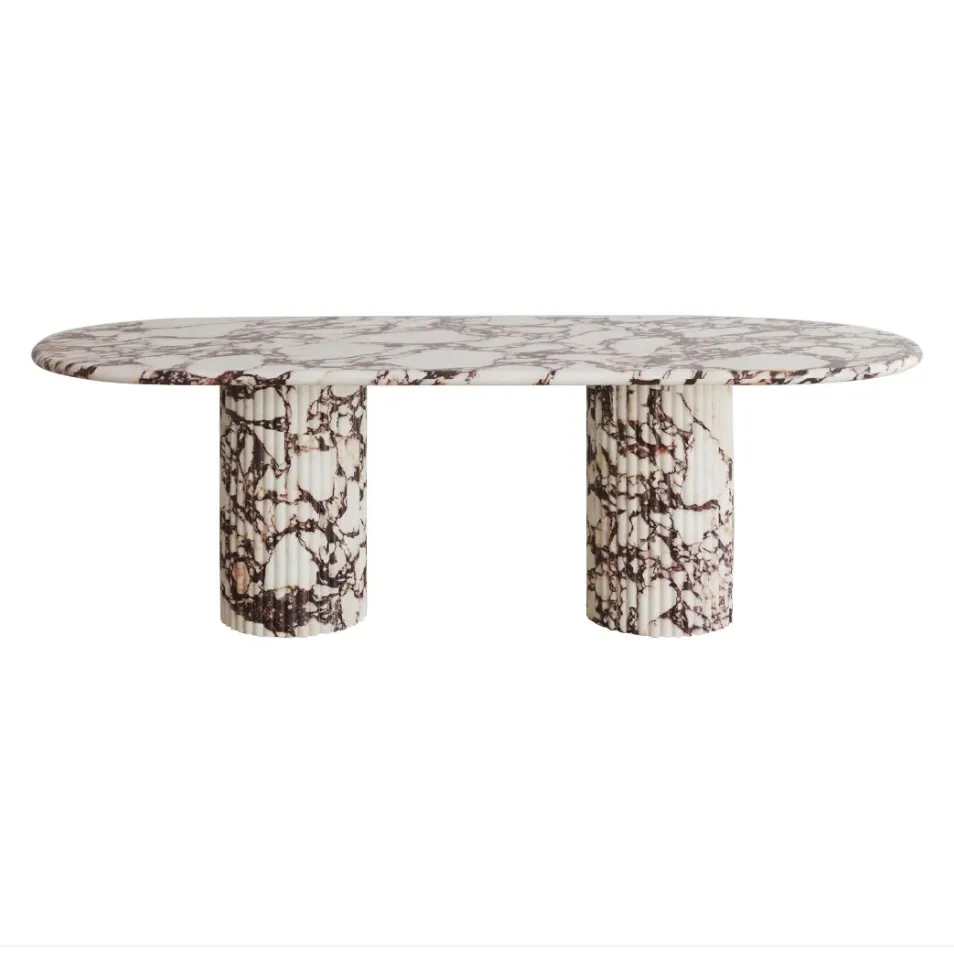 Personalized Natural Calacatta Viola Marble Antica Oval Dining Table