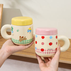 Cute Porcelain <b>Tea</b> <b>Mug</b> with <b>Infuser</b> and Lid Ceramic <b>Tea</b> Cup - Product Image 2