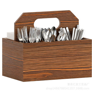 Boîte de rangement de bureau en bois massif, organisateur de cuisine multifonction pour la vaisselle, salon, salle à manger - Product Image 5