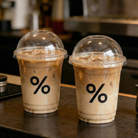 Gobelets à café glacé personnalisés avec logo imprimé, transparents, 12oz, 16oz, 20oz, 24oz, gobelets en plastique jetables avec couvercles et pailles noires