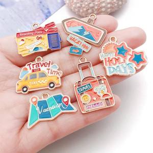 Moda viaje vacaciones Metal colgante encantos colorido <span class=keywords><strong>playa</strong></span> mapa equipaje diseños encantos para DIY artesanía joyería suministros - Product Image 3