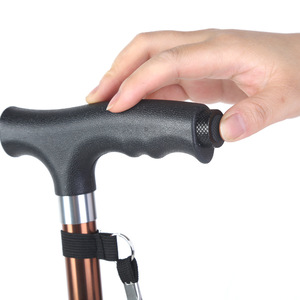 Canne télescopique pour personnes âgées avec lumière, bâton de marche à quatre pieds en alliage d'aluminium, embout en caoutchouc, couleur café noir - Product Image 5