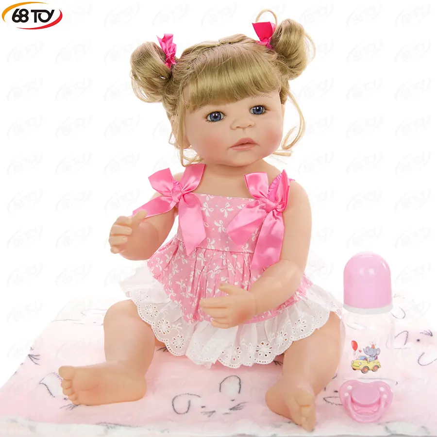 68Toy Reborn Baby Doll Toys with blanketリアルな57CMシリコンビニール人形キリン人形付きキッズ工場卸売