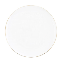 Assiettes plates en porcelaine blanche pure avec logo personnalisé, de 6 à 12 pouces, avec bord doré, plats ronds en céramique pour hôtels, restaurants et usage domestique