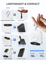 Nouvelle Batterie Externe Portable 2025 10000mAh avec Charge Sans Fil, Câble de Données Intégré, Batterie de Voyage Ultra Mince Type Porte-clés