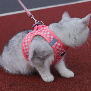 Ekose evcil hayvan koşumu tasma set-köpek kedi açık yürüyüş yelek, köpekler kediler için yavru aksesuarları - Product Image 2
