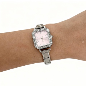 Montre élégante carrée pour femme avec bracelet en acier inoxydable personnalisable, module de bracelet DIY, bracelet à maillons italiens - Product Image 4